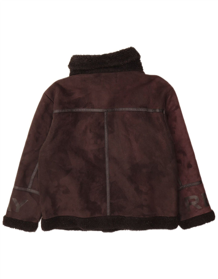 Replay Γυναικείο Graphic Sherpa Jacket UK 14 Large Brown Πολυεστέρας