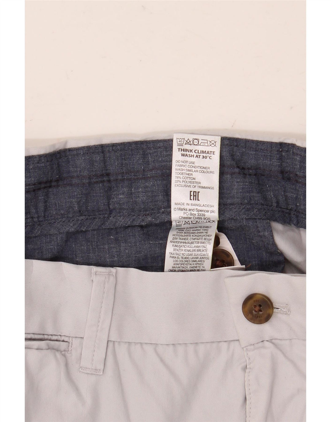 Ανδρικό σορτς Chino Marks & Spencer W36 μεγάλο γκρι βαμβακερό