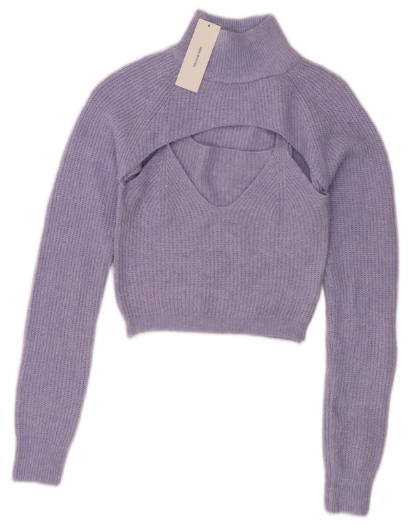 Γυναικείο πουλόβερ Urban Outfitters Crop με λαιμό χελώνα UK 12 Medium Blue