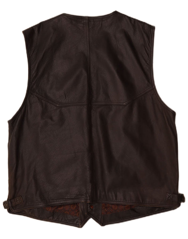 Vintage Ανδρικό Δερμάτινο Gilet IT 62 6XL Καφέ Δέρμα
