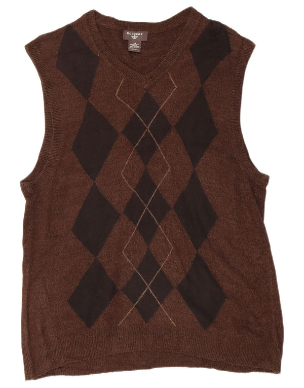 DOCKERS Ανδρικό γιλέκο Tank Top Large Brown Argyle/Diamond Acrylic