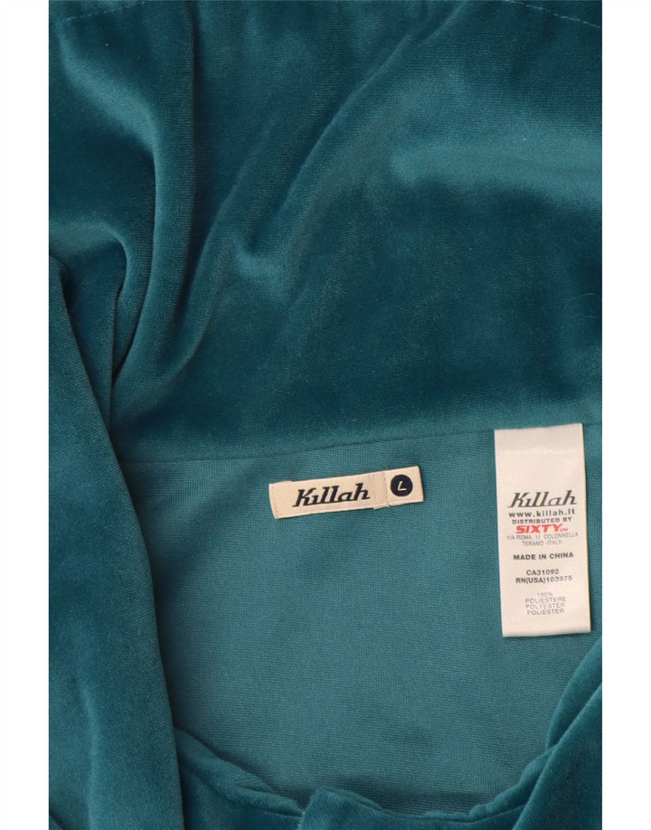 Killah Γυναικεία βελούδινη αθλητική φόρμα Top Jacket UK 14 Large Blue Polyester