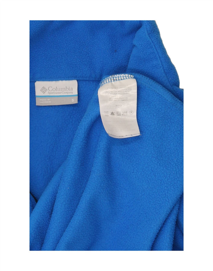 COLUMBIA Mens Zip Neck Fleece Jumper Small Blue Polyester Vintage Columbia and Second-Hand Columbia from Messina Hembry 