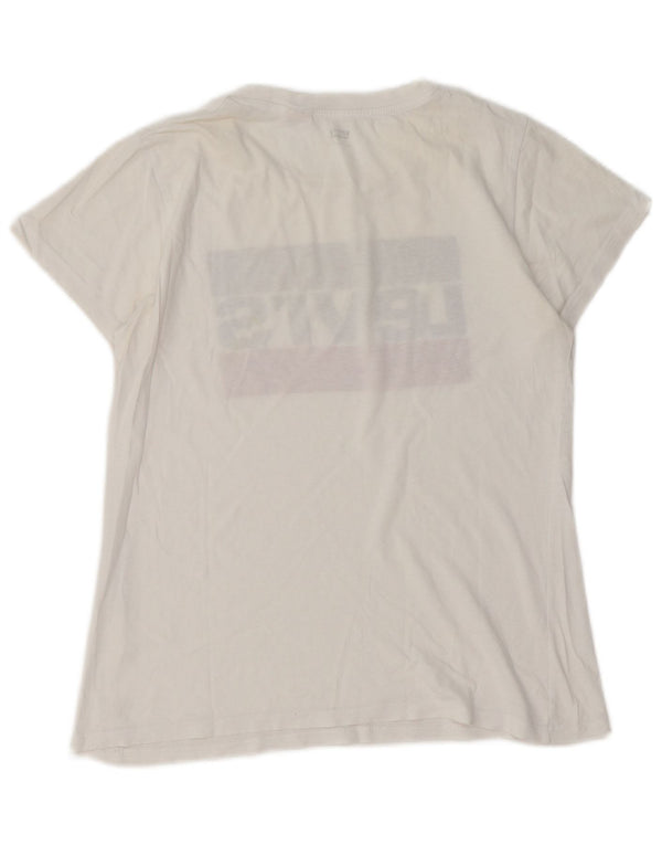 Γυναικείο γραφικό T-Shirt LEVI'S Top UK 10 Small White