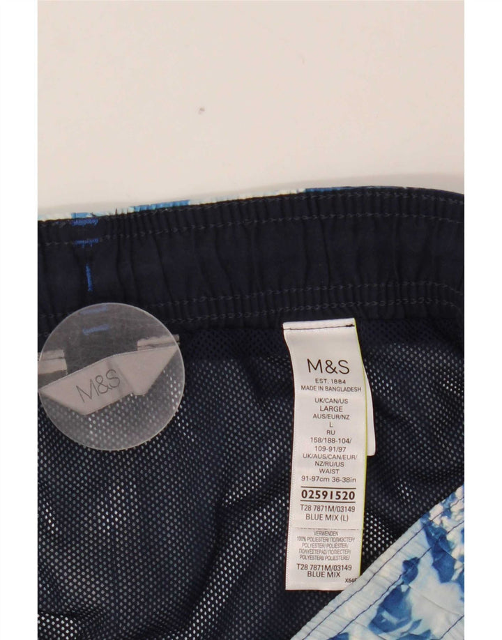 Marks & Spencer Ανδρικό σορτς κολύμβησης με αφηρημένο σχέδιο μεγάλου μπλε πολυεστέρα