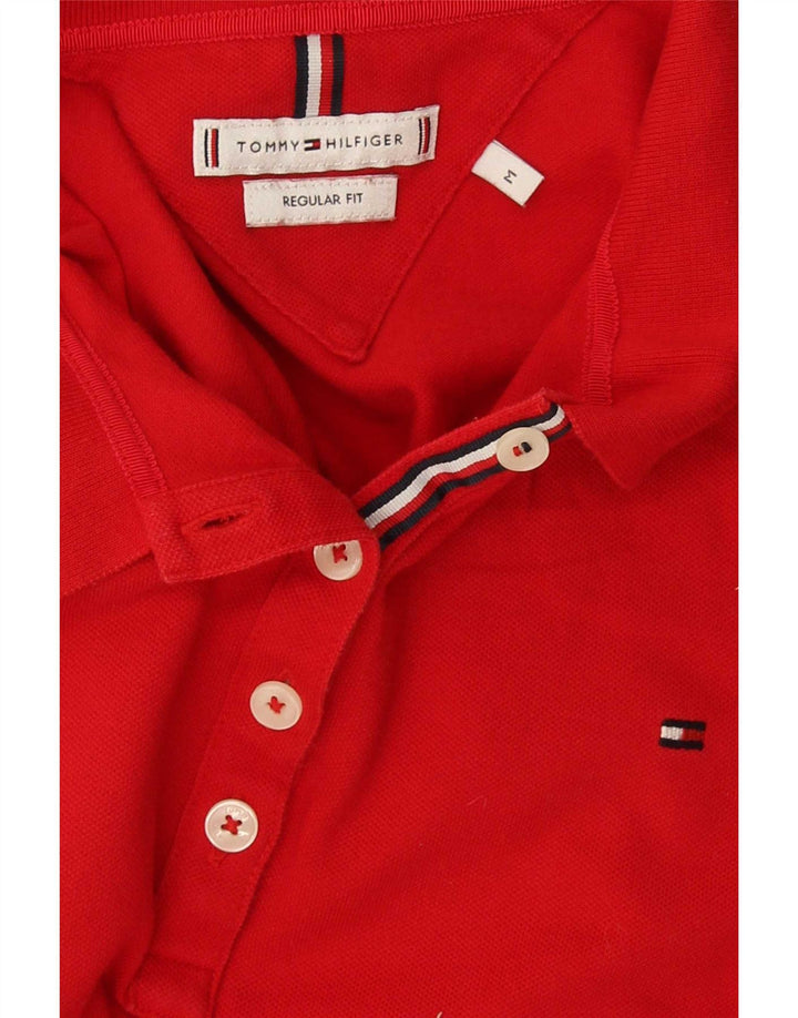 Tommy Hilfiger γυναικείο μπλουζάκι πόλο με κανονική εφαρμογή UK 12 Medium Red