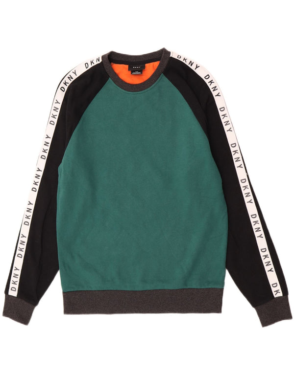 Γυναικείο γραφικό φούτερ Dkny Jumper UK 14 Μεσαίου πράσινου χρώματος βαμβακερό