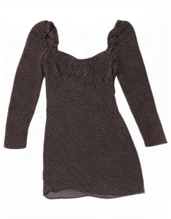 Zara Γυναικείο Mini Off Shoulder φόρεμα UK 6 XS Black Spotted