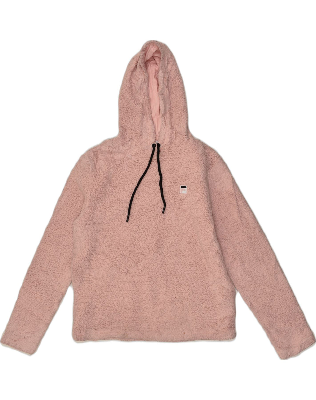 FILA Womens Hooded Fleece Jumper UK 14 Medium Pink Cotton | Vintage Fila | Thrift | Second-Hand Fila | Used Clothing | Messina Hembry 