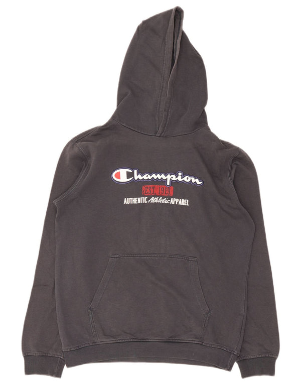 Champion Boys Graphic Hoodie Jumper 13-14 Years Grey Cotton