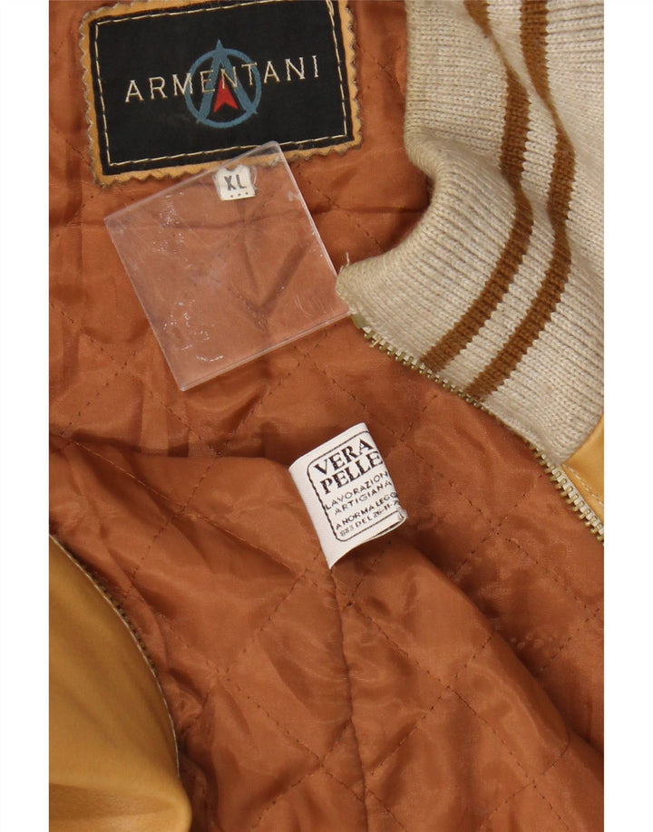 Vintage Ανδρικό Bomber Δερμάτινο Μπουφάν UK 42 XL Beige Leather