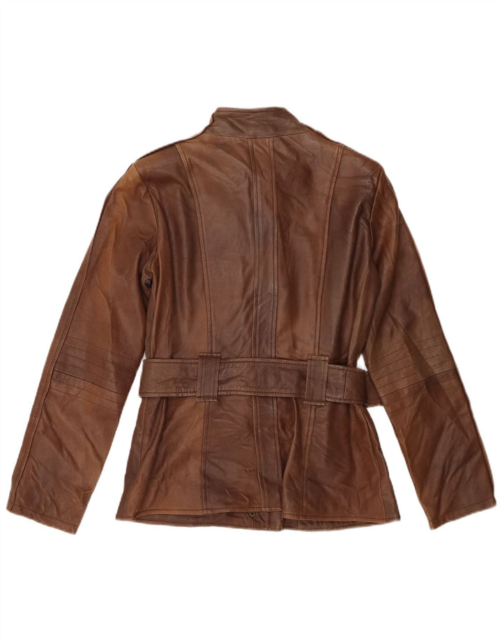 Zara Γυναικείο Δερμάτινο Μπουφάν UK 14 Large Brown Δερμάτινο