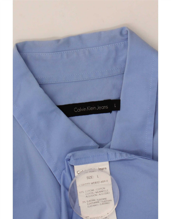 Ανδρικό πουκάμισο Calvin Klein Jeans μεγάλο μπλε βαμβακερό