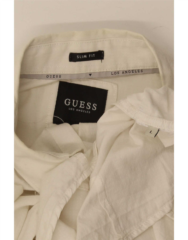 Ανδρικό πουκάμισο Guess Slim Fit Large White