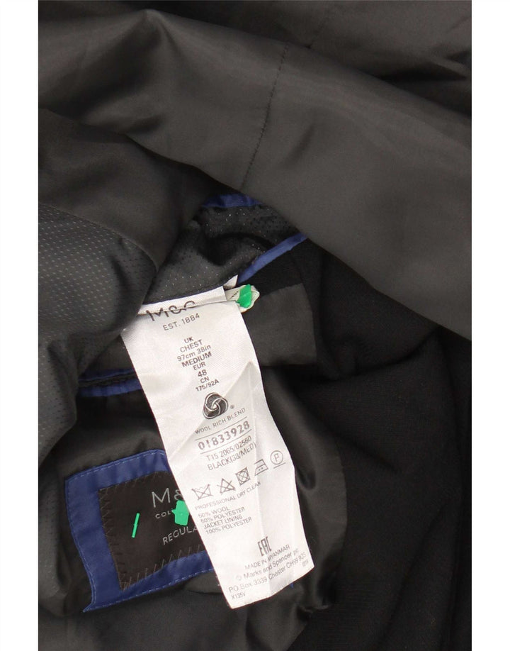 Marks & Spencer Ανδρικό σακάκι 2 κουμπιών UK 38 Medium Black New Wool