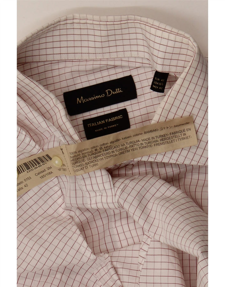 Ανδρικό πουκάμισο Massimo Dutti EU 42 Large White Check Cotton