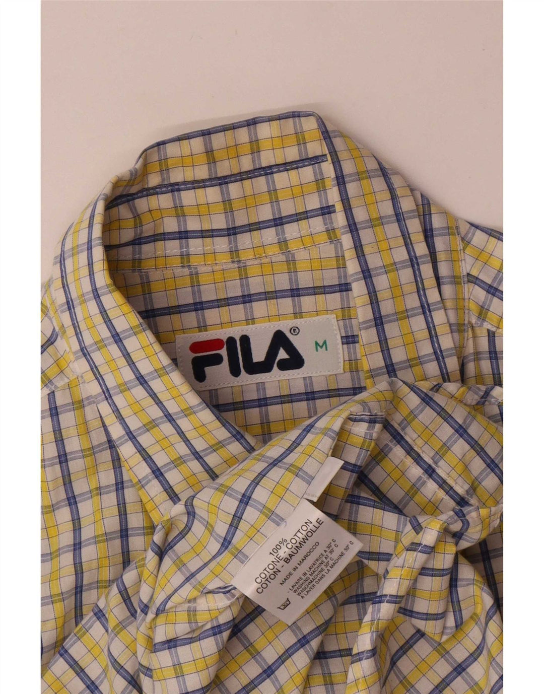 Ανδρικό κοντομάνικο πουκάμισο Fila, μεσαίο κίτρινο βαμβακερό
