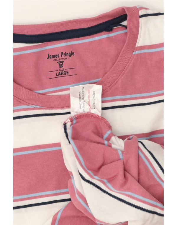 Ανδρικό T-Shirt Crew Clothing Top 2XL Λευκό ριγέ βαμβακερό