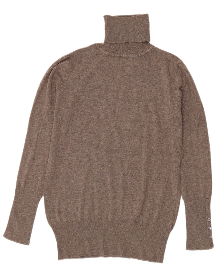 Zara Γυναικείο πουλόβερ με ρολό λαιμόκοψη UK 14 Large Brown Rayon