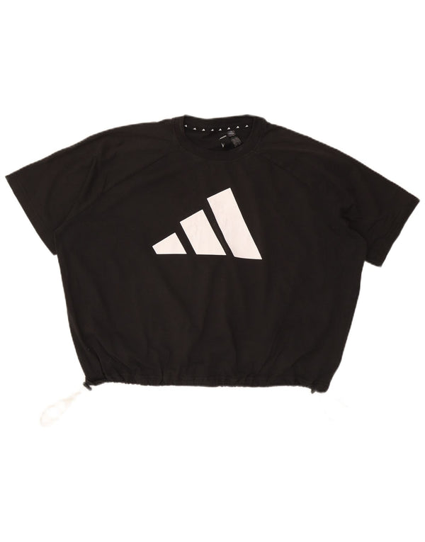 Γυναικείο T-Shirt Adidas Crop γραφικό τοπ 10 μικρού μαύρου βαμβακιού