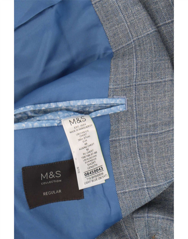 Marks & Spencer Ανδρικό σακάκι 2 κουμπιών μπλέιζερ UK 38 μεσαίου μπλε τσεκ