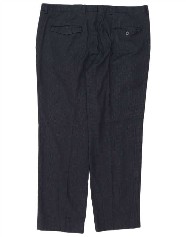 Marks & Spencer Ανδρικό παντελόνι με φόρμα W36 L29 Navy Blue Check