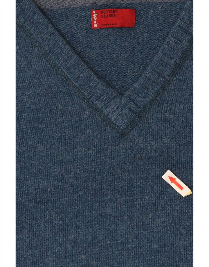 Ανδρικό πουλόβερ LEVI'S με V λαιμόκοψη XL Μπλε Μαλλί