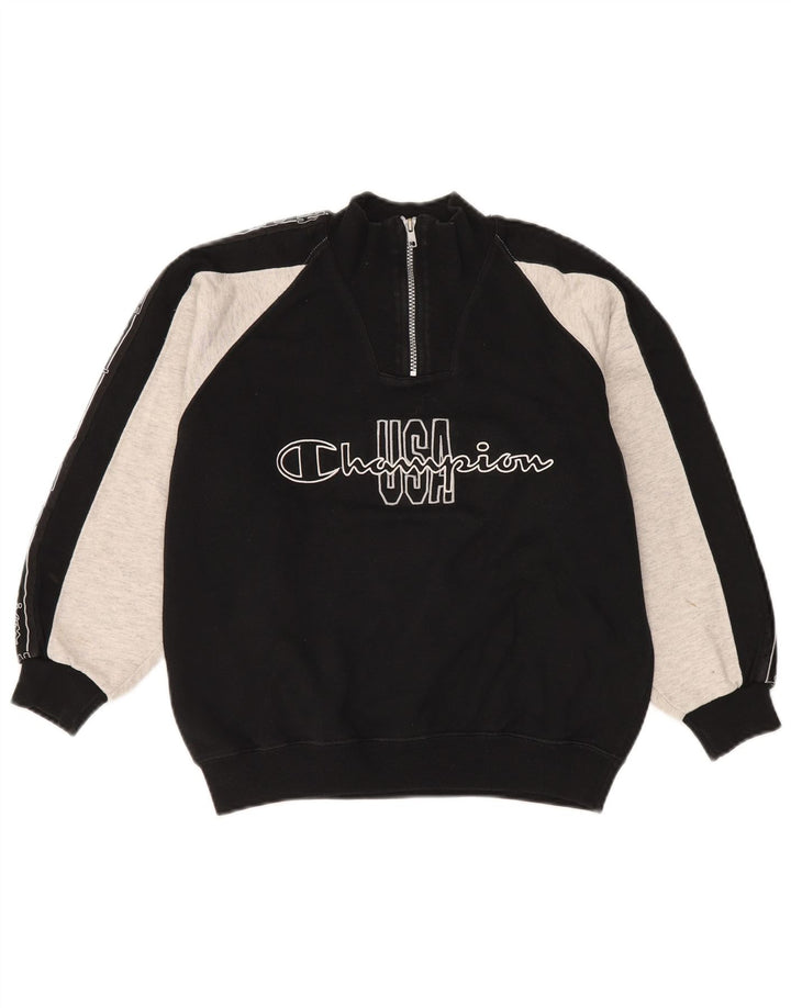 Champion Boys Graphic Sweatshirt Jumper 9-10 Years Medium Black Colourblock