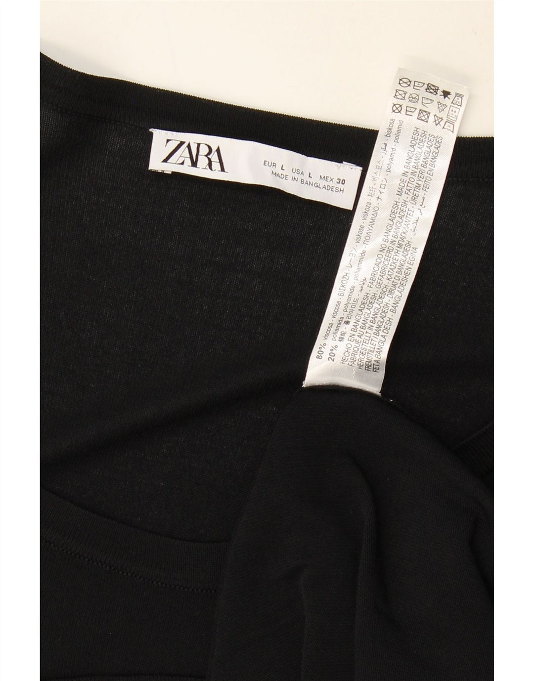 ZARA Womens Oversized T-Shirt Top UK 16 Large Black Viscose