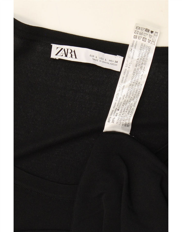 ZARA Womens Oversized T-Shirt Top UK 16 Large Black Viscose