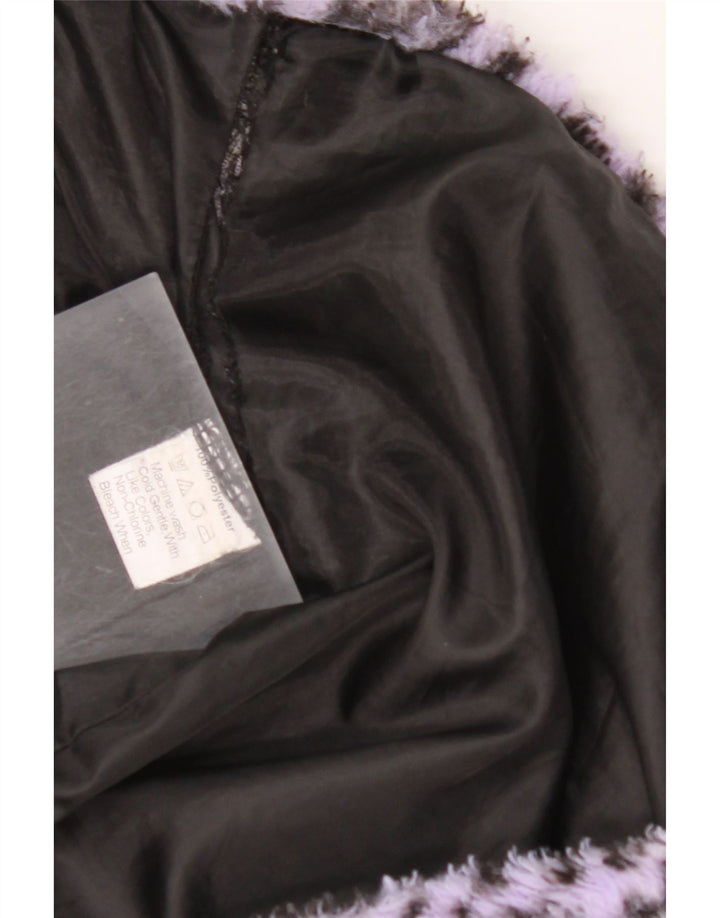 VINTAGE Γυναικείο μπουφάν με ψεύτικη γούνα UK 18 XL Purple Animal Print