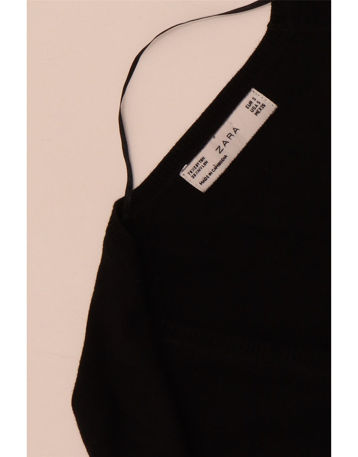 Zara Γυναικεία Ζακέτα UK 10 Small Black Cotton