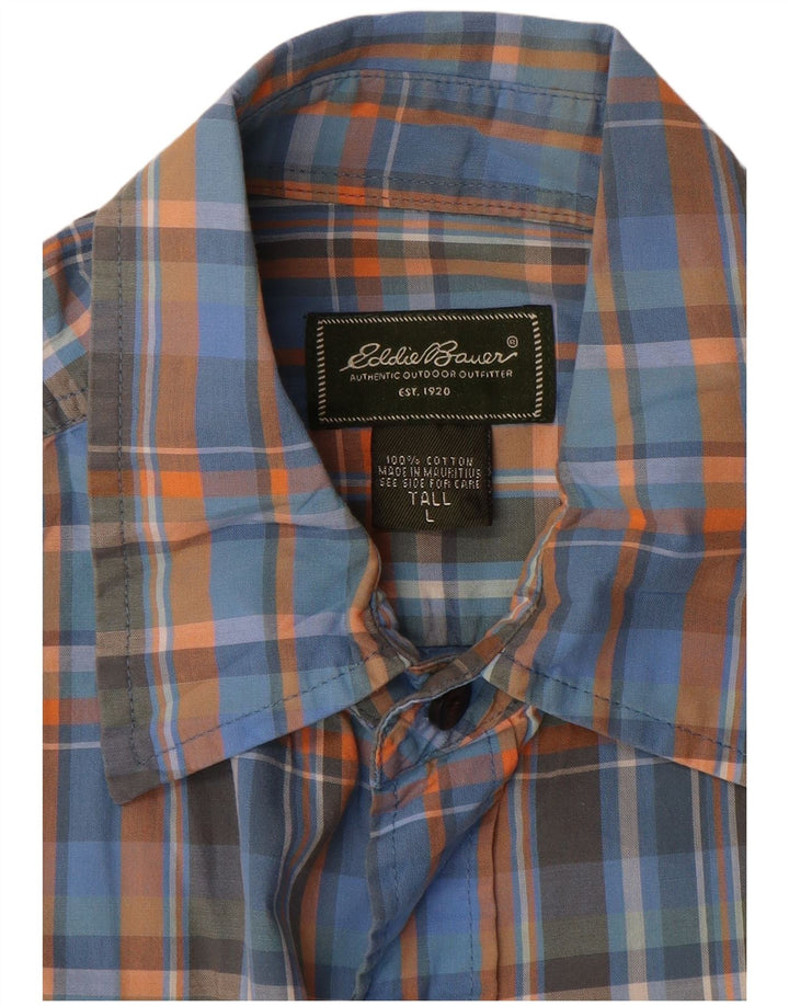 Eddie Bauer Ανδρικό ψηλό κοντομάνικο πουκάμισο μεγάλο μπλε βαμβακερό