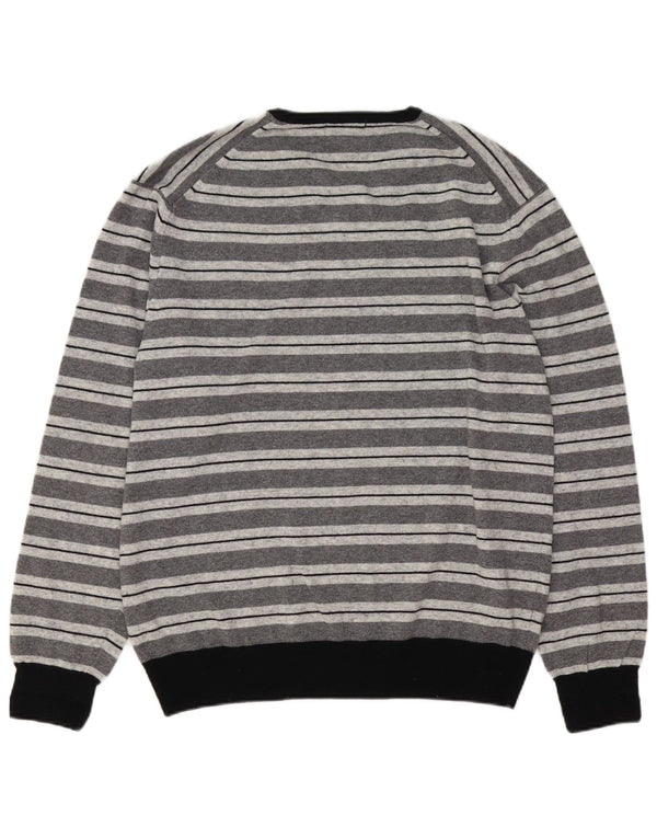 Ανδρικό πουλόβερ Kappa με V λαιμόκοψη XL γκρι ριγέ κασμίρ