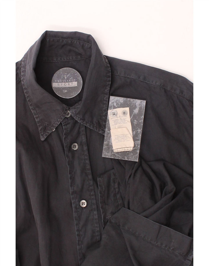 TRUSSARDI Mens Shirt Medium Black Cotton Vintage Trussardi and Second-Hand Trussardi from Messina Hembry 