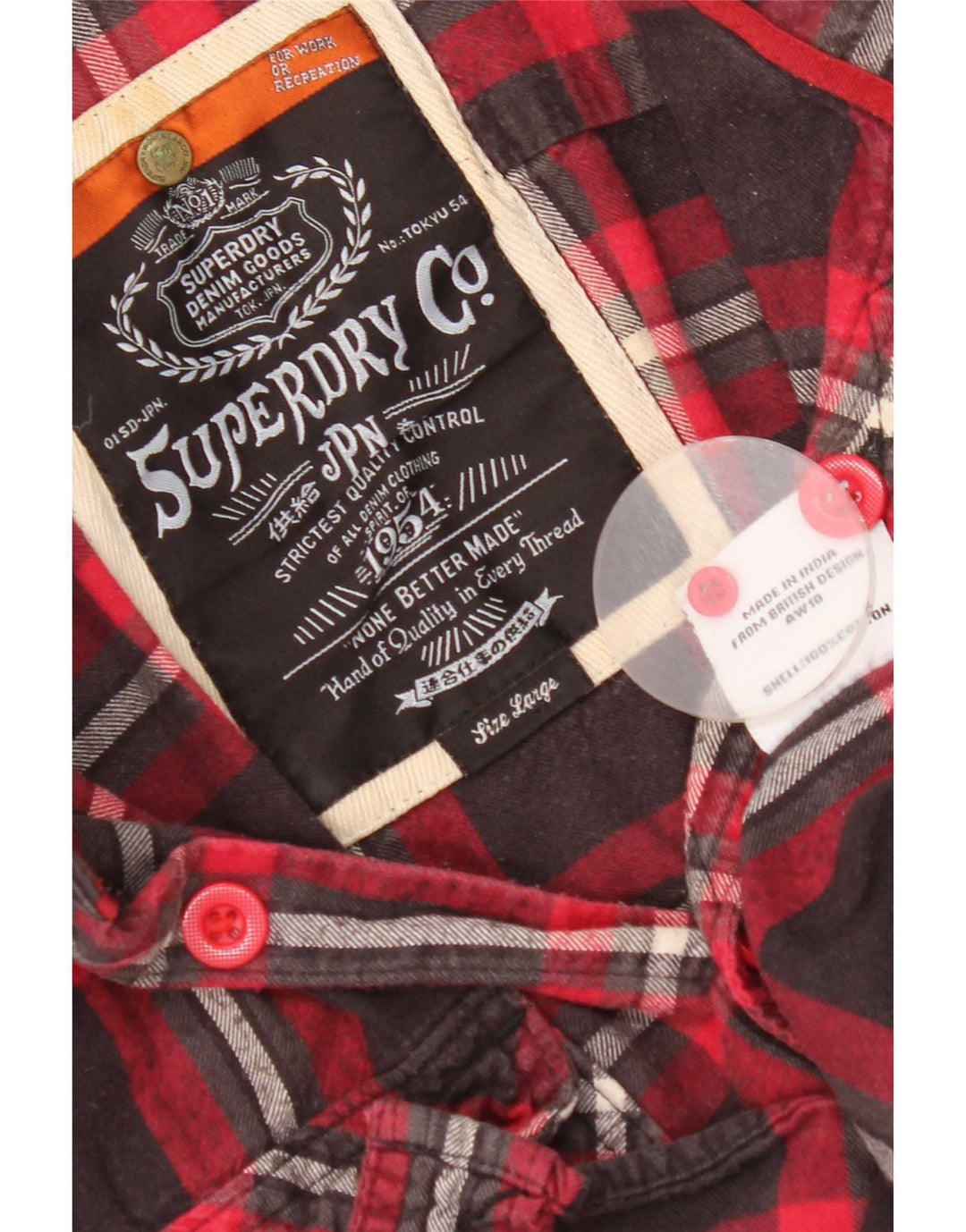 Ανδρικό πουκάμισο Superdry Φανελένιο μεγάλο κόκκινο βαμβακερό