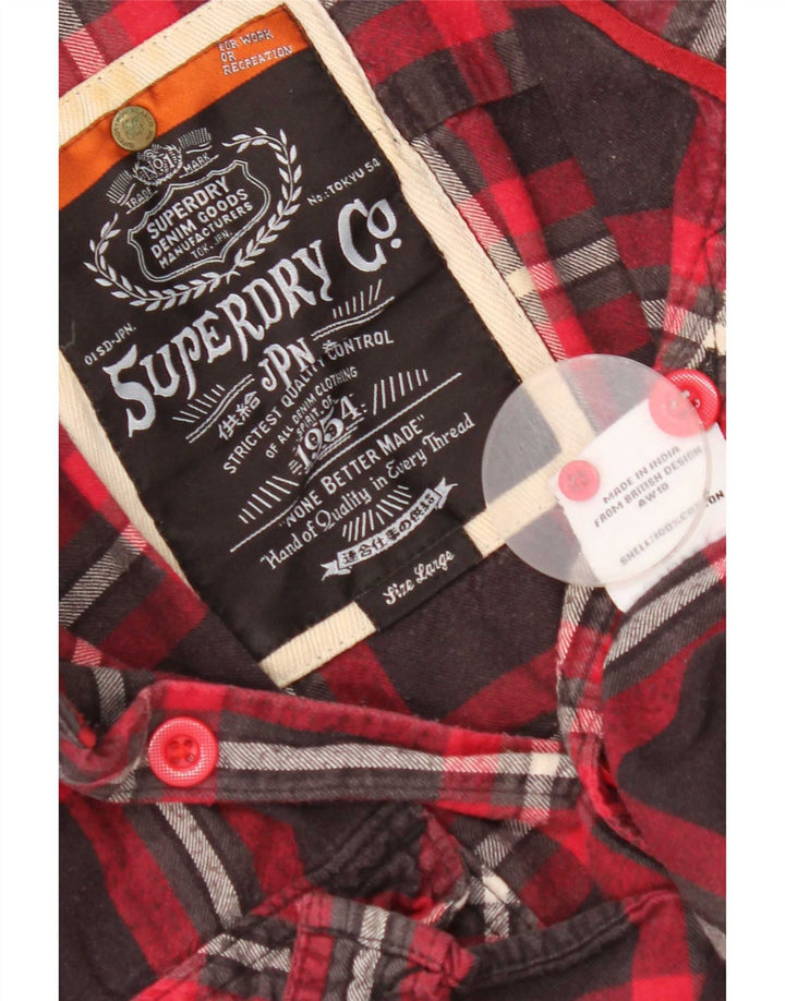 Ανδρικό πουκάμισο Superdry Φανελένιο μεγάλο κόκκινο βαμβακερό