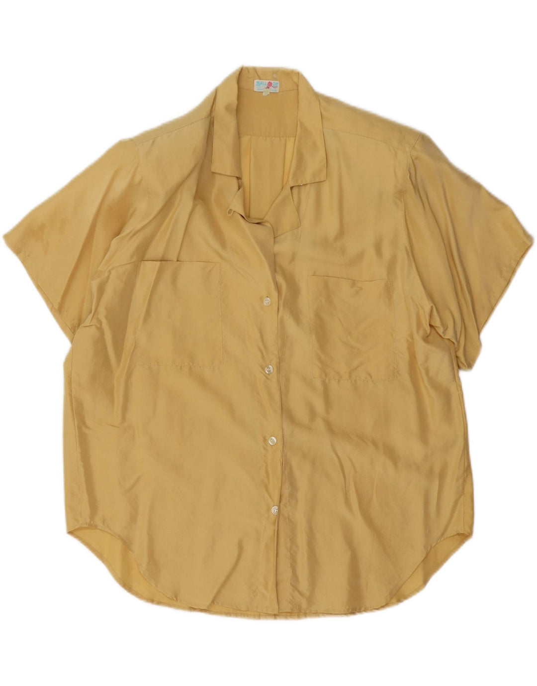 BALLOON Γυναικείο κοντομάνικο πουκάμισο μπλούζα IT 38 XS κίτρινο μεταξωτό