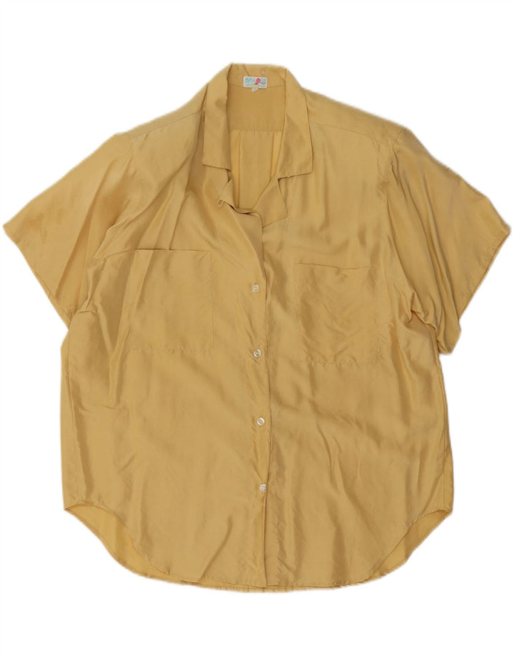 BALLOON Γυναικείο κοντομάνικο πουκάμισο μπλούζα IT 38 XS κίτρινο μεταξωτό