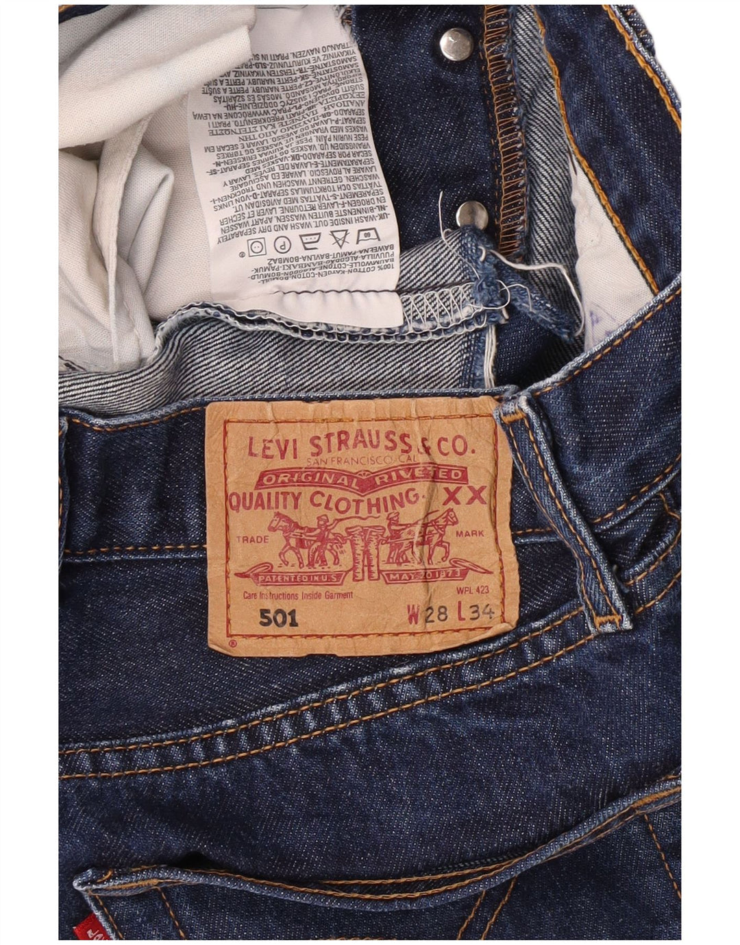 Γυναικείο τζιν σορτς Levi's 501 W28 Κλασικό μεσαίο μπλε βαμβακερό