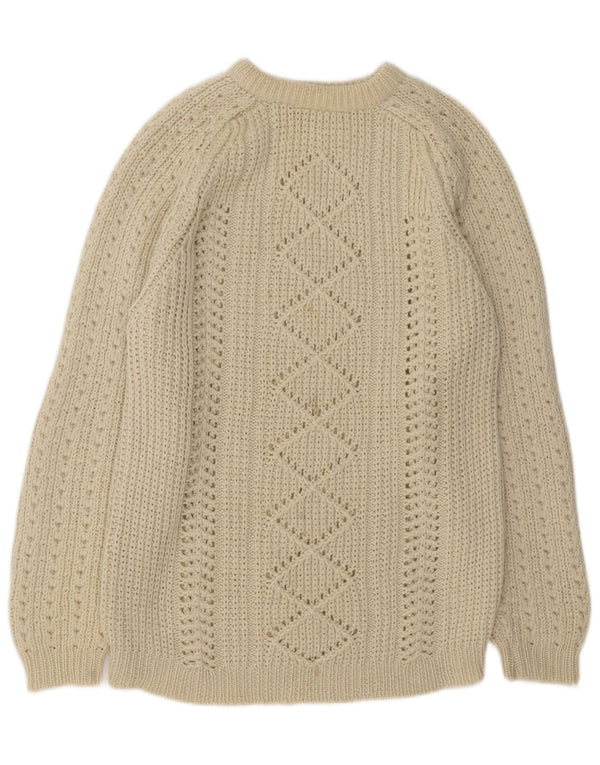 Vintage γυναικείο πουλόβερ με λαιμόκοψη UK 14 Large Off White