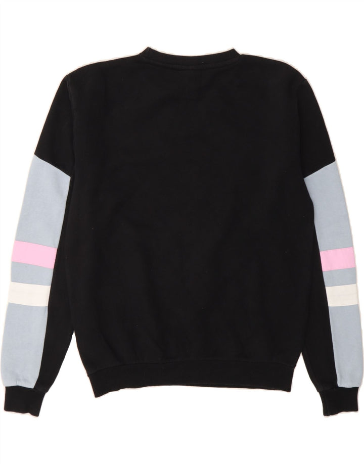 ELLESSE Womens Oversized Sweatshirt Jumper UK 10 Small Black Colourblock Vintage Ellesse and Second-Hand Ellesse from Messina Hembry 