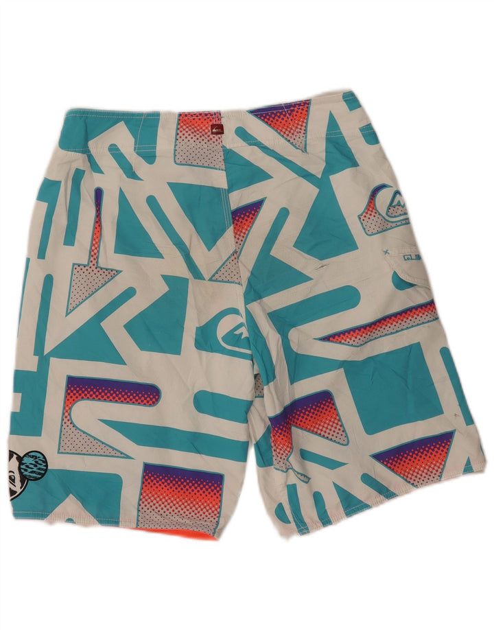 Ανδρικό γραφικό σορτς κολύμβησης Quiksilver Μεσαίο λευκό γεωμετρικό πολυεστέρα