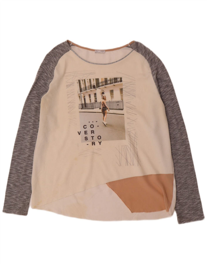 Zara Γυναικείο τοπ μακρυμάνικο UK 16 Large White Colourblock