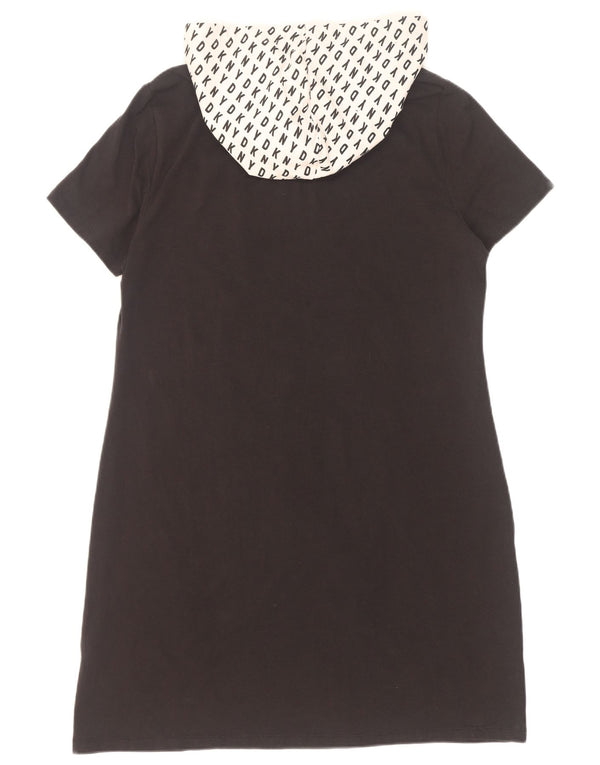 Γυναικείο T-Shirt με κουκούλα Dkny φόρεμα UK 18 XL μαύρο βαμβακερό χρώμα