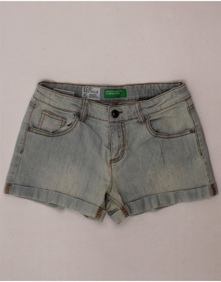 BENETTON Girls denim σορτς 11-12 ετών W26 Μπλε