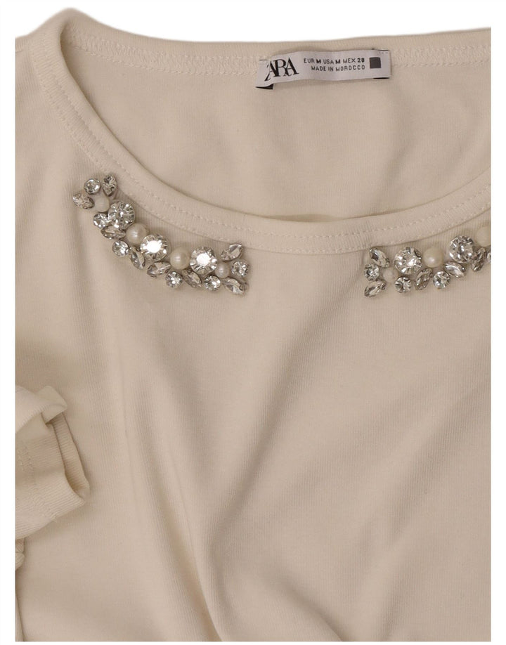 Zara Γυναικείο T-Shirt Top UK 12 Medium White