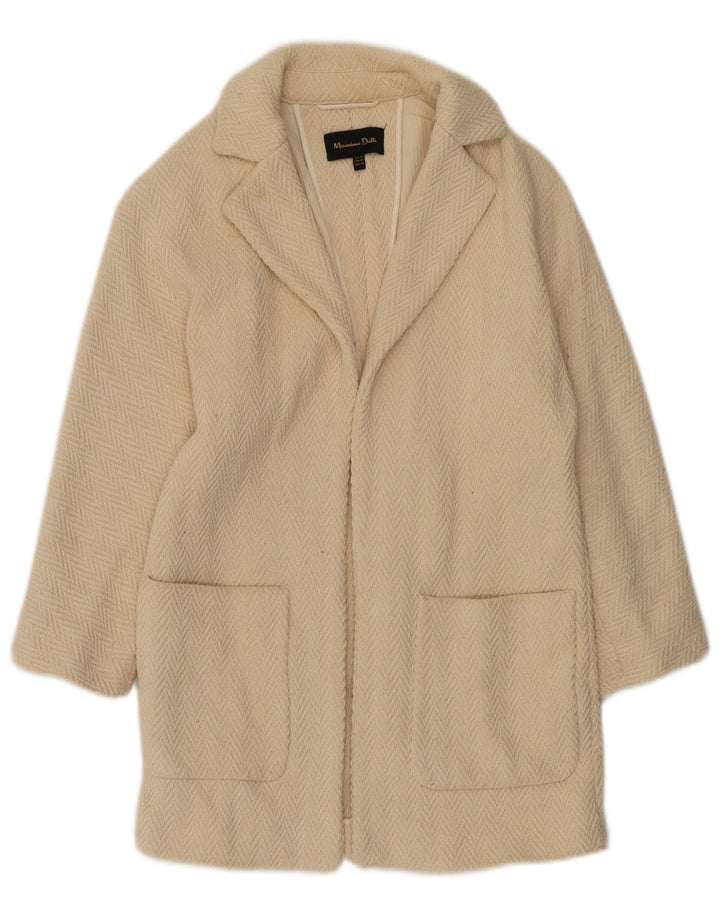 Massimo Dutti Γυναικείο μανίκι 3/4 ανοιχτό πανωφόρι UK 6 XS Off White Ψαροκόκαλο
