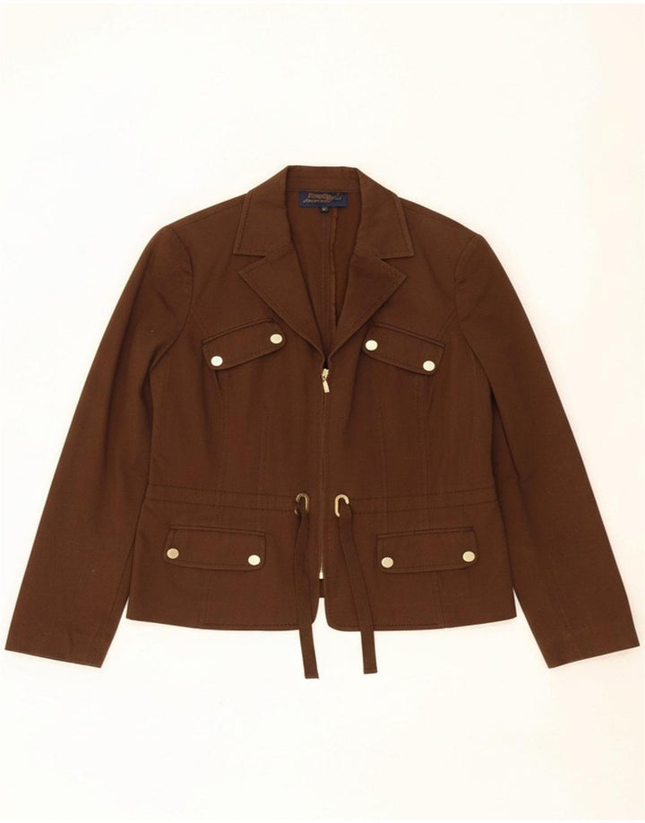 LUISA SPAGNOLI Womens Utility Jacket IT 46 Large Brown Cotton