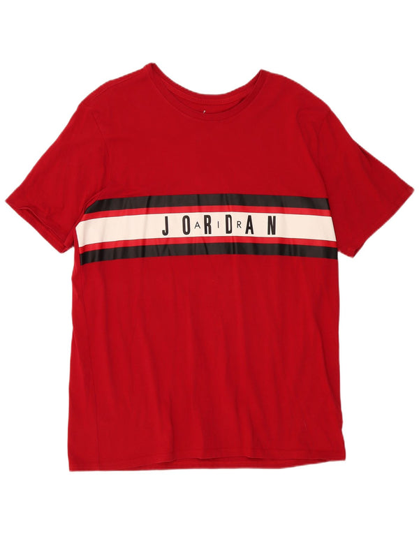 Jordan Ανδρικό γραφικό T-Shirt Top XL Red Colourblock Βαμβακερό